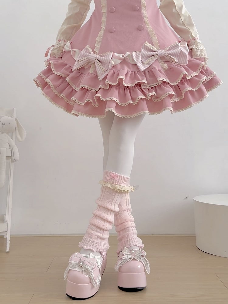 Cuffed Warmers Pink Bow Leg