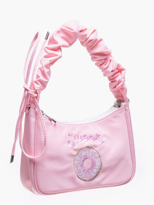 CrossbodyShoulder Embroidered Letter Design Pink And Bag Donut With