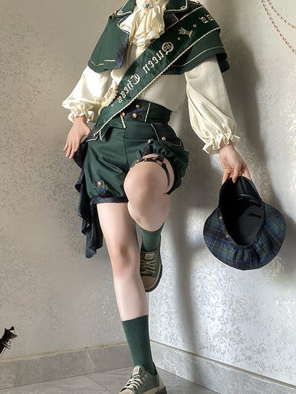 Off White Ouji Lolita Jabot-Kragen Rüschenausschnitt Langarmhemd