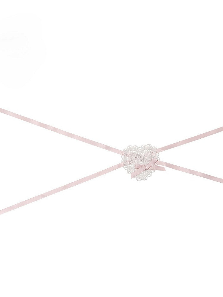 Heart Decorated Lolita Applique Pink/Blue Choker