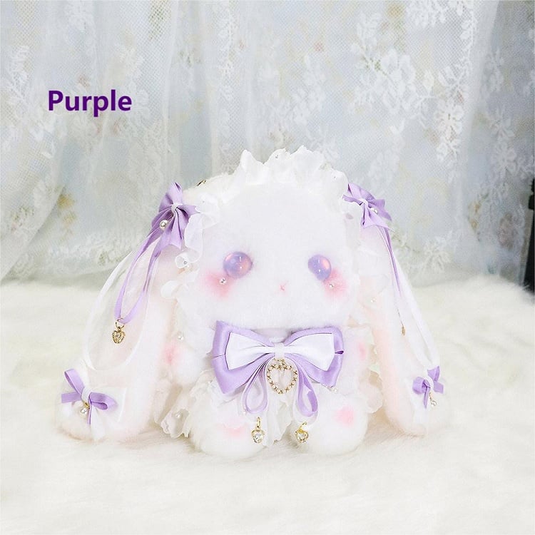Bunny Bag 6 Heart Colors Decorated Plush Tassel Strap White Macaron with Convertible