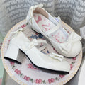 Milk White Bow Round Toe 5.5CM Block Heel Lolita Shoes