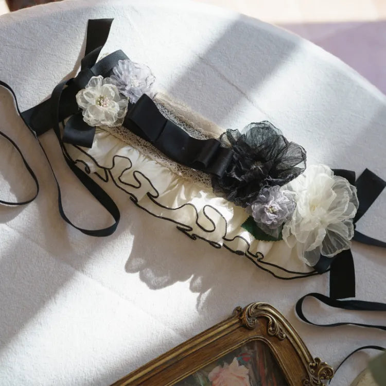 Design Hairband / Floral Black Beige
