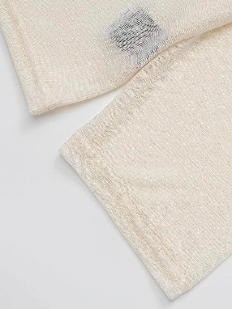 Breathable Apple-Print Long Sleeve Kawaii Top in Apricot for Warm Weather - Languid Park