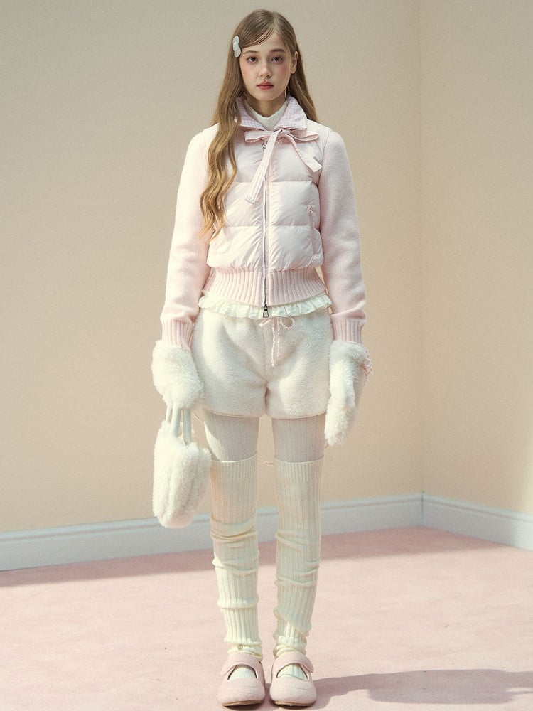 Down Jacket Pink Cream Sweet Patchwork
