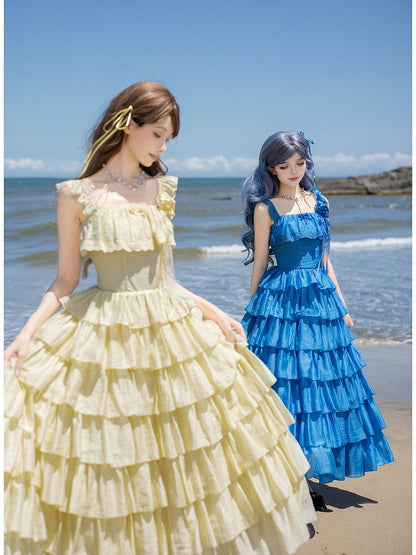Yellow Lolita JSK with Ruffled Hem - With PUJI