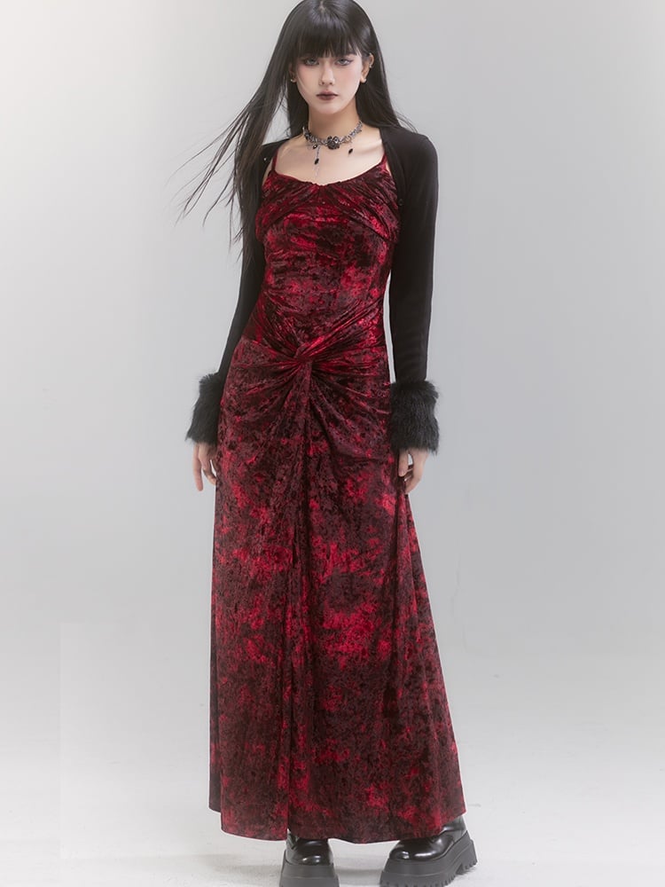 Black Detachable Faux Fur Collar and Cuffs Shawl