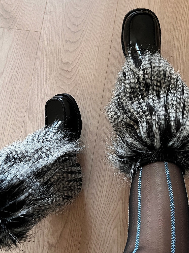25CM/40CM Leg Y2K-Style BlackWhite Warmers Shaggy