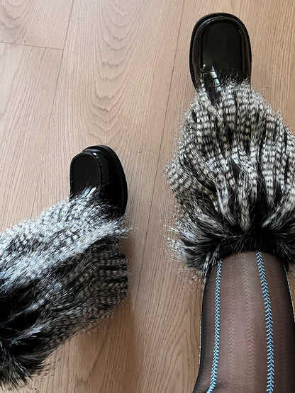 25CM/40CM Leg Y2K-Style BlackWhite Warmers Shaggy