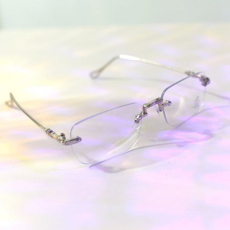 Brille Randlos Silber Cyberpunk