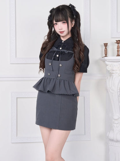 Kei Ties Tiered Design Back Two-Way Overalls Jirai Gray Wear