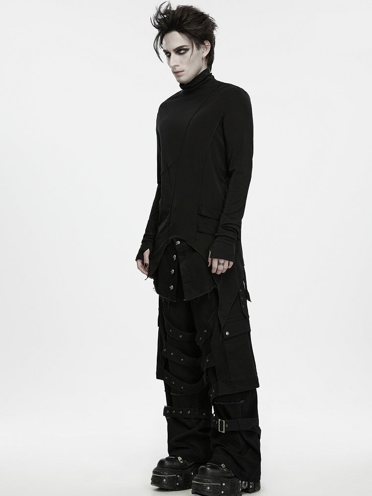 Shadow Turtle Neck Black Men's Gothic T-shirt - Punk Rave