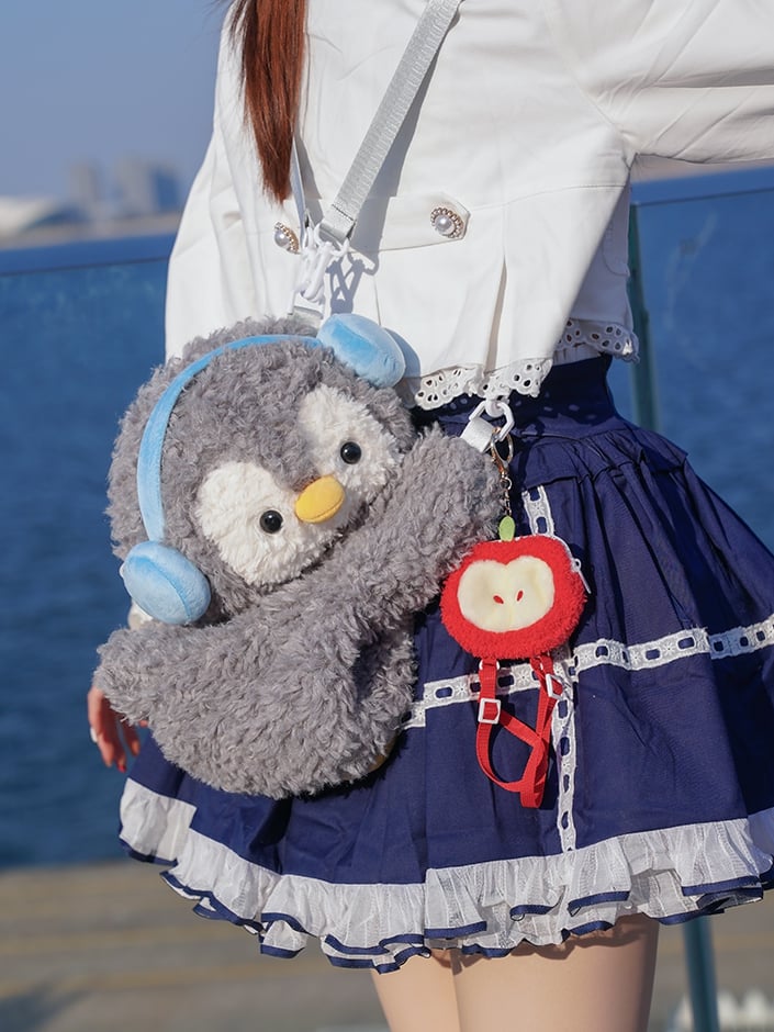 Light Middle/Large Keychain Plush + Options Gray 4 Penguin Backpack/Crossbody Size Bag Cute
