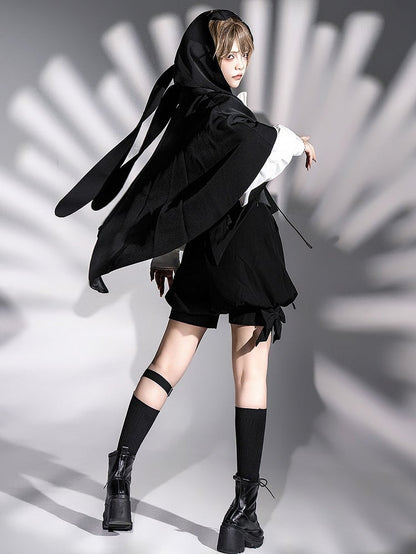 ファッション王子裾ロリータ黒ケープハイロー