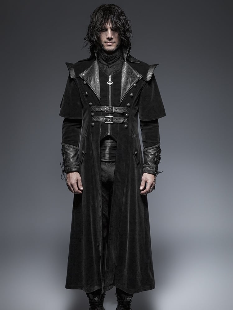Long Coat Black Cool Men's Gothic Cloak