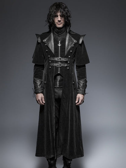 Long Coat Black Cool Men's Gothic Cloak
