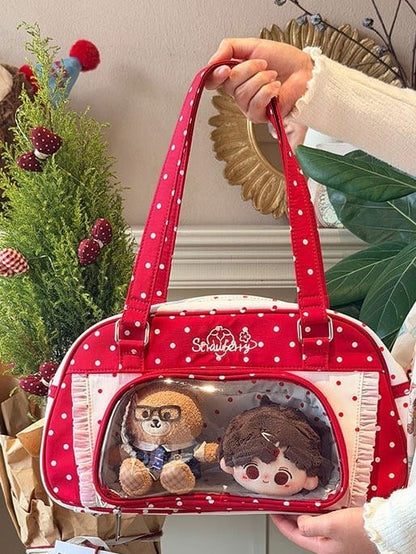 Red Strawberry Print Polka Dot Ita Crossbody Bag