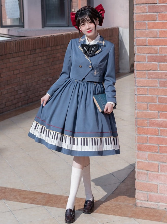 スカート+ネクタイサップピアノショートエレガントなリボンデザインペンダント+ジャケット