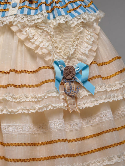 Yellow Layered Sailor Lolita Skirt with Bow - Twin Bear Original Design