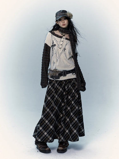 Off-Shoulder Cross Apricot Top mit Schal