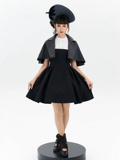 Gray Cape Lolita Double-breasted