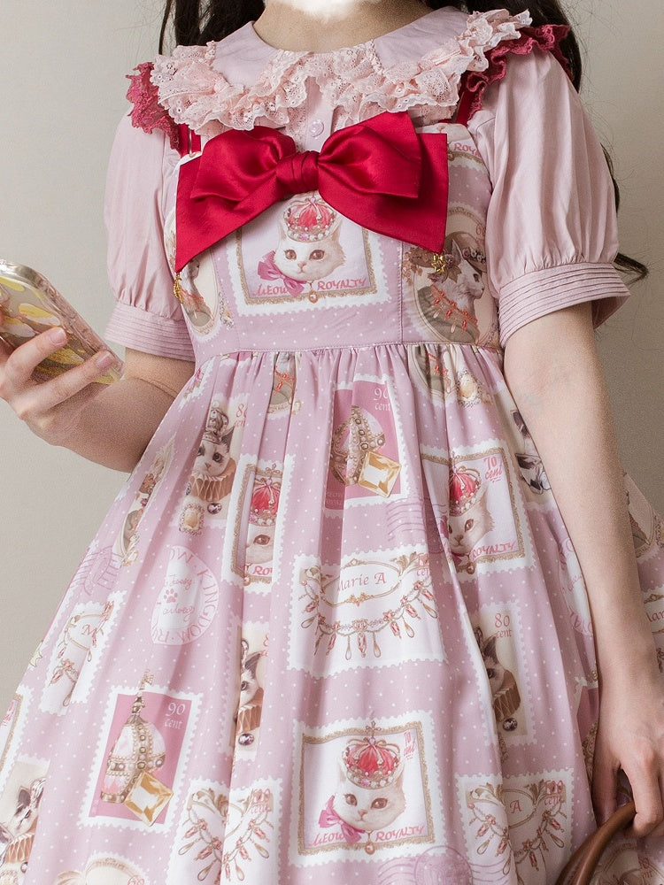 コットンスリーブブラウス ピンク ピーター ショートパン パフカラー