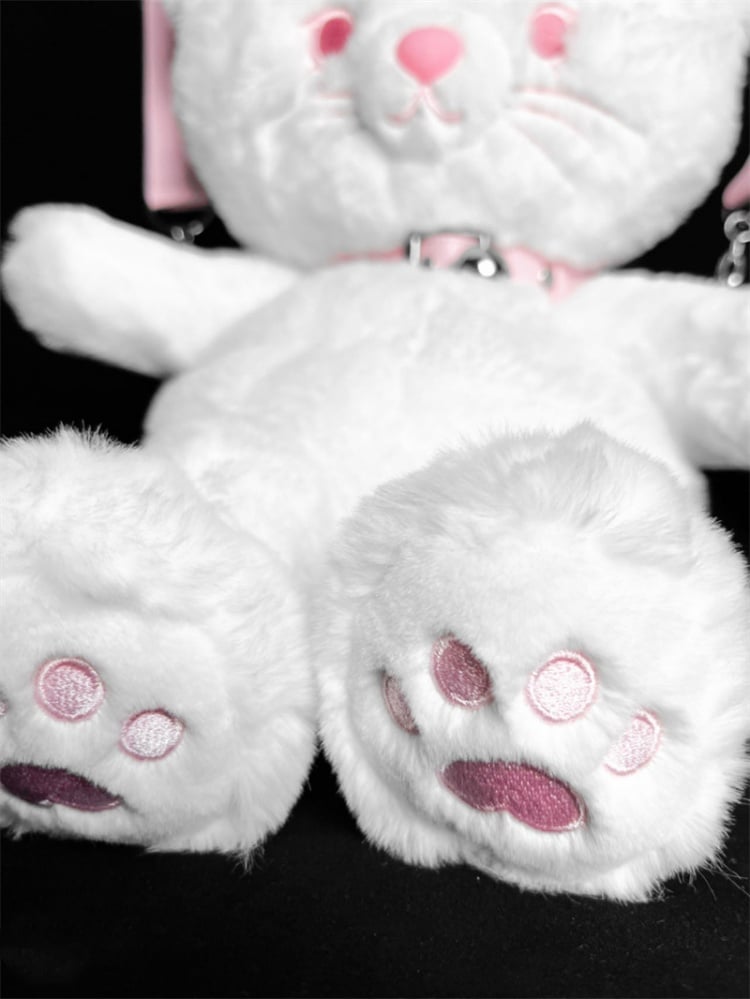 Weißer süßer Kätzchen-Plüsch-Rucksack