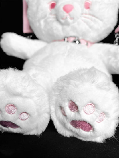 Weißer süßer Kätzchen-Plüsch-Rucksack