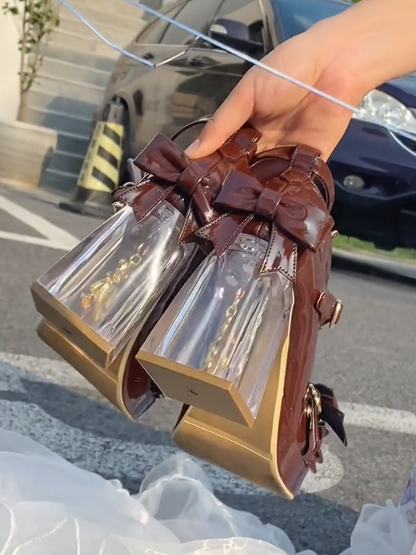 Mary Shoes High Platform Lolita Crisscross Jane - Details Brown -heel