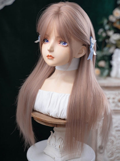 Braun mit Länge, glatt, Air-Perücke, Pony, 70 cm