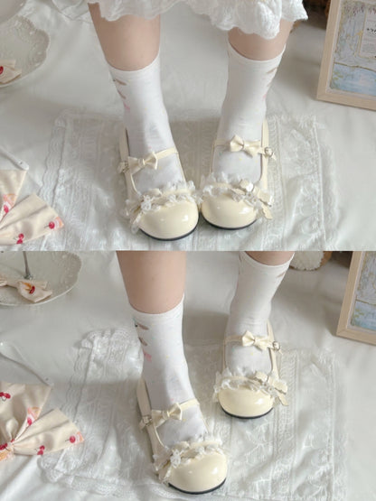 Bow Leather Mary PU Yellow with Flat Lolita Janes Sweet in