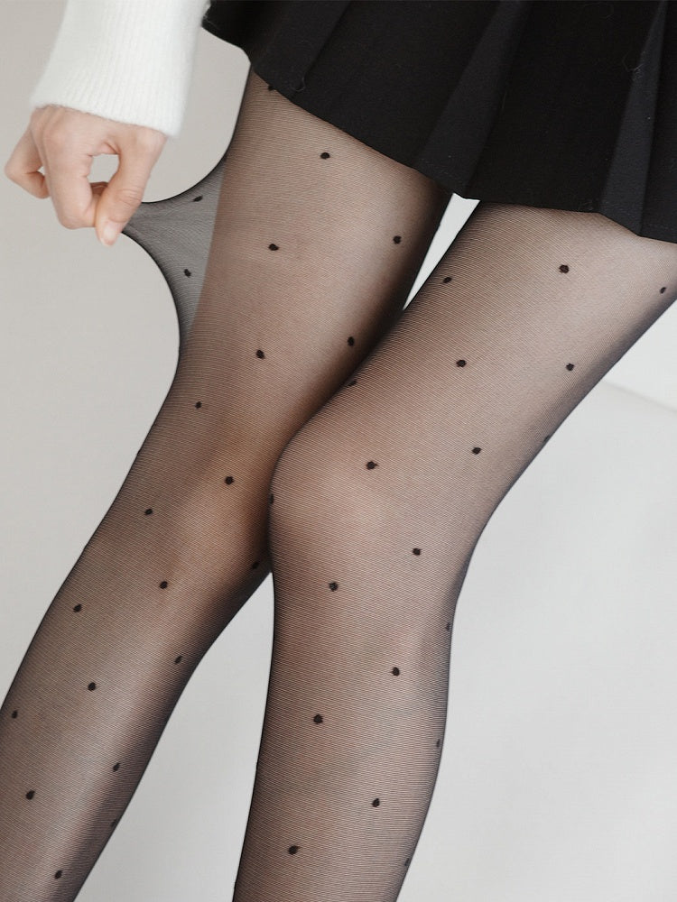 Dot Black Semi-Sheer Polka Pantyhose