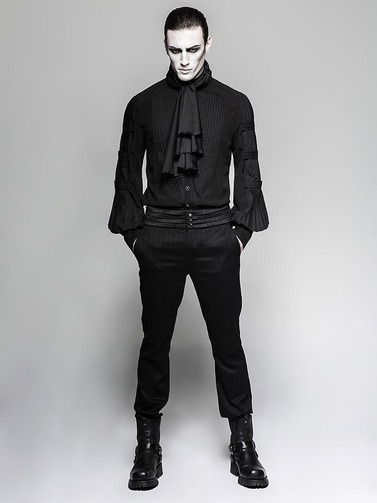 with Necktie Gentleman Shirt Black Steampunk