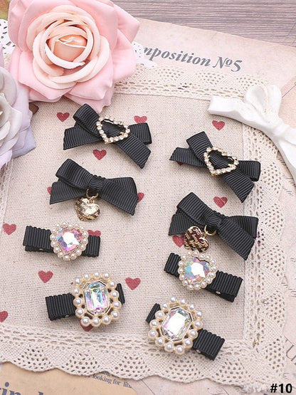 14 Color Rhinestone Pearl Hairclips Kei Heart Options Set Jirai