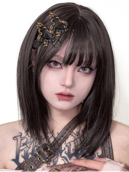 Braune Leopard Punk Sternförmige Haarspange