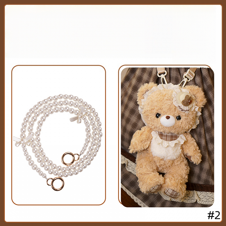 Pearl Strap Bag Interchangeable Artificial Bear Kawaii With Crossbody Plush Option