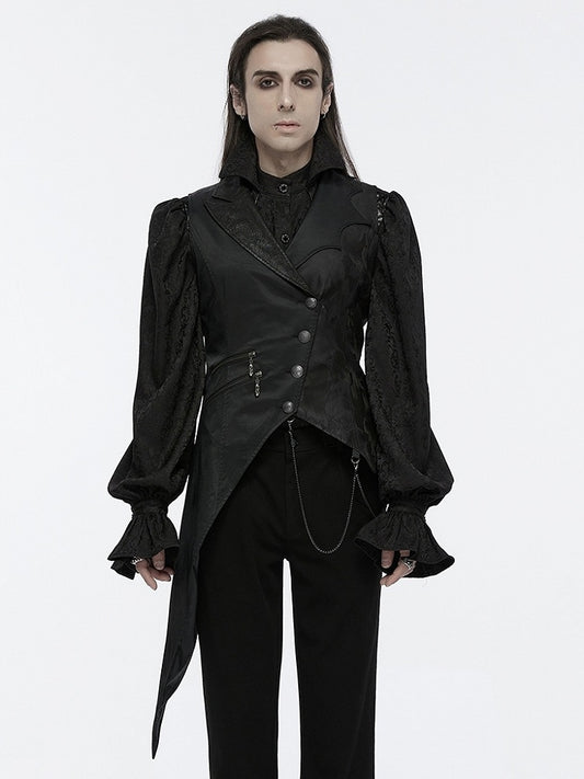 Vest Dark Men's Night Asymmetric Black Goth