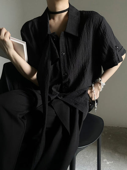 Pointed Collar Ouji with Black Flat Shirt Tie Long Lolita Short-Sleeve Vintage