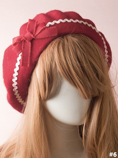 Sweet 7 Bowknot Color Beret Lolita Options