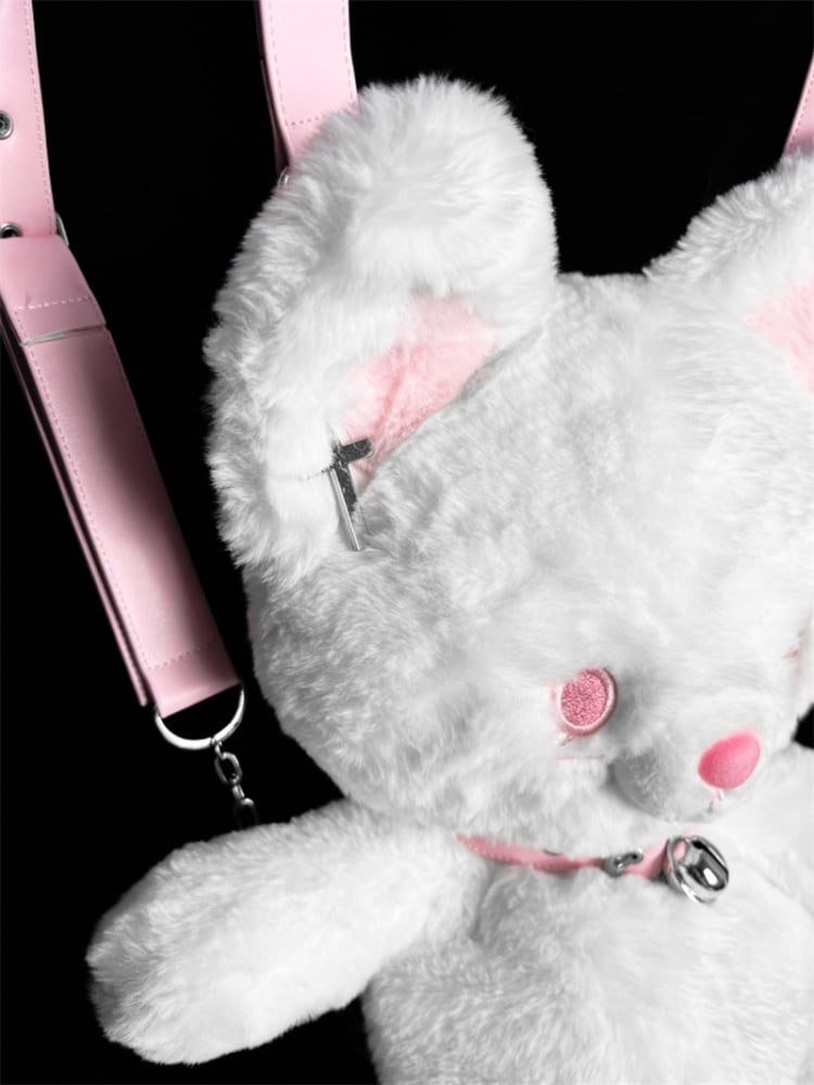 Weißer süßer Kätzchen-Plüsch-Rucksack