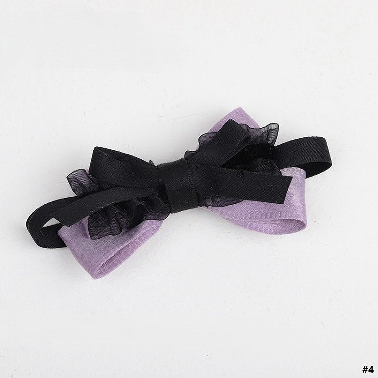 Lolita Hairclip Sweet-edgy Black Bow Purple Options 5