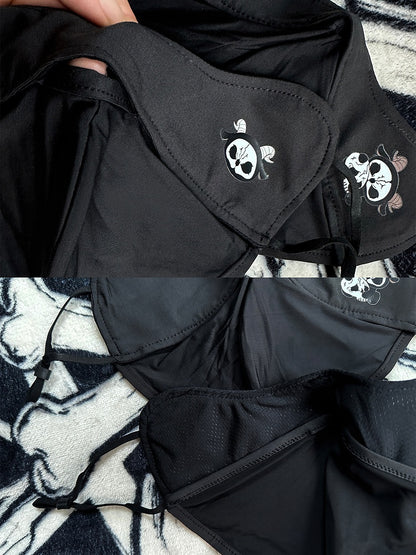 With Black Sun White Protection Mask and Grim Reaper Print Gothic