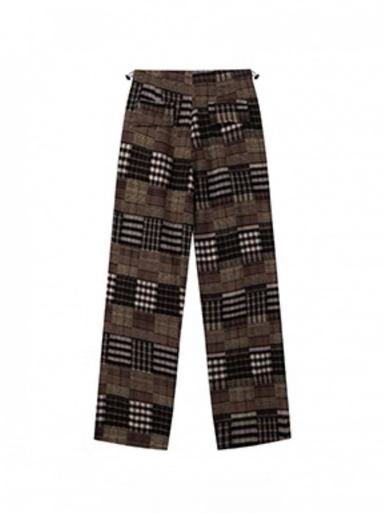 Patchwork-Kordelzug mit Hosenbund Plaid Braun