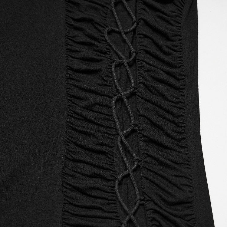 Dark Lace-up Turtle Neck Black Men's Base Layer - Punk Rave