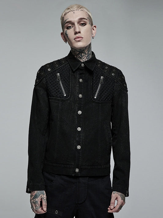 Rugged Men's Punk Black Jacket