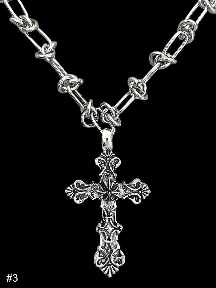 Cross Pendant Silver Y2K Necklace - Kiwi Store