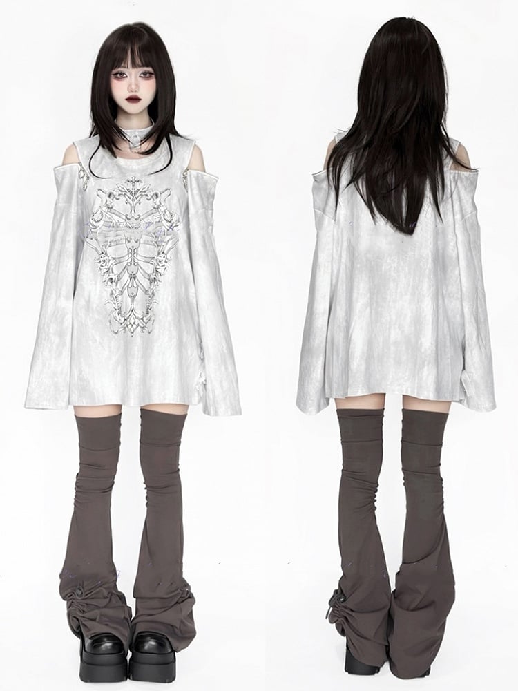 And Halter Rib Top Print Tie-dye Distressed Coffin Zip-shoulder Chain White Convertible With