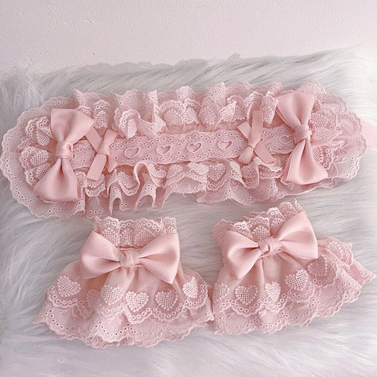 Pink Bow Embellished Wrist Cuffs