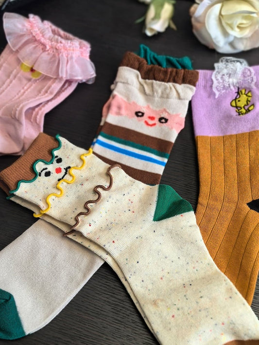 Optionen Cartoon Socken Rüschen Lolita Bündchen Kalb Bunt 9