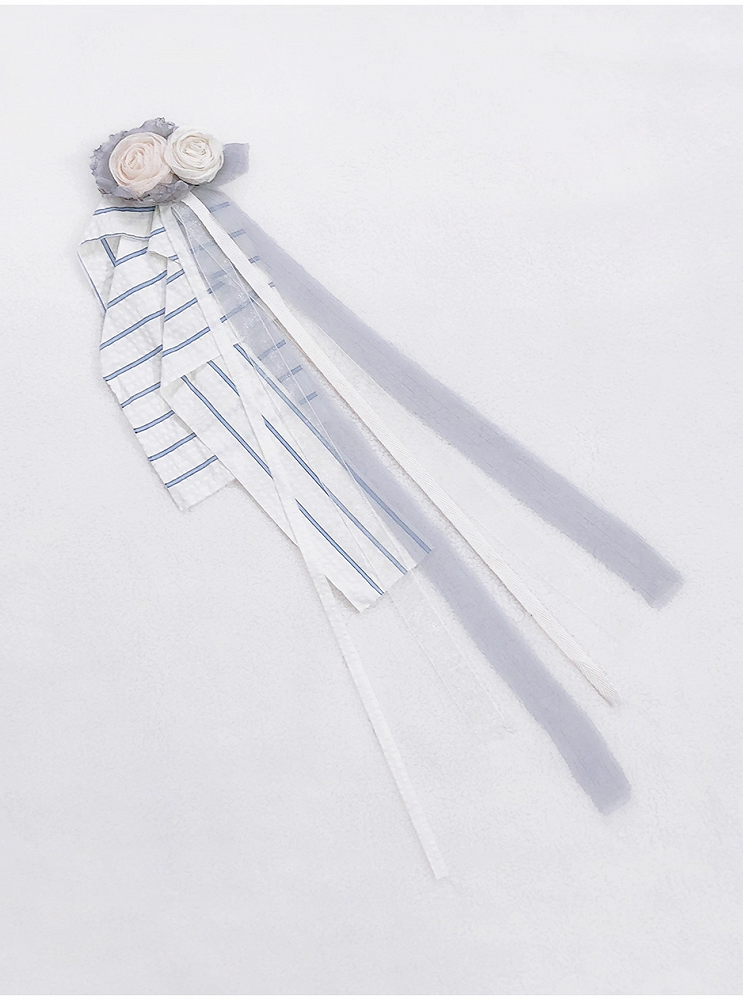 Bandbrosche Beige Blumenmuster